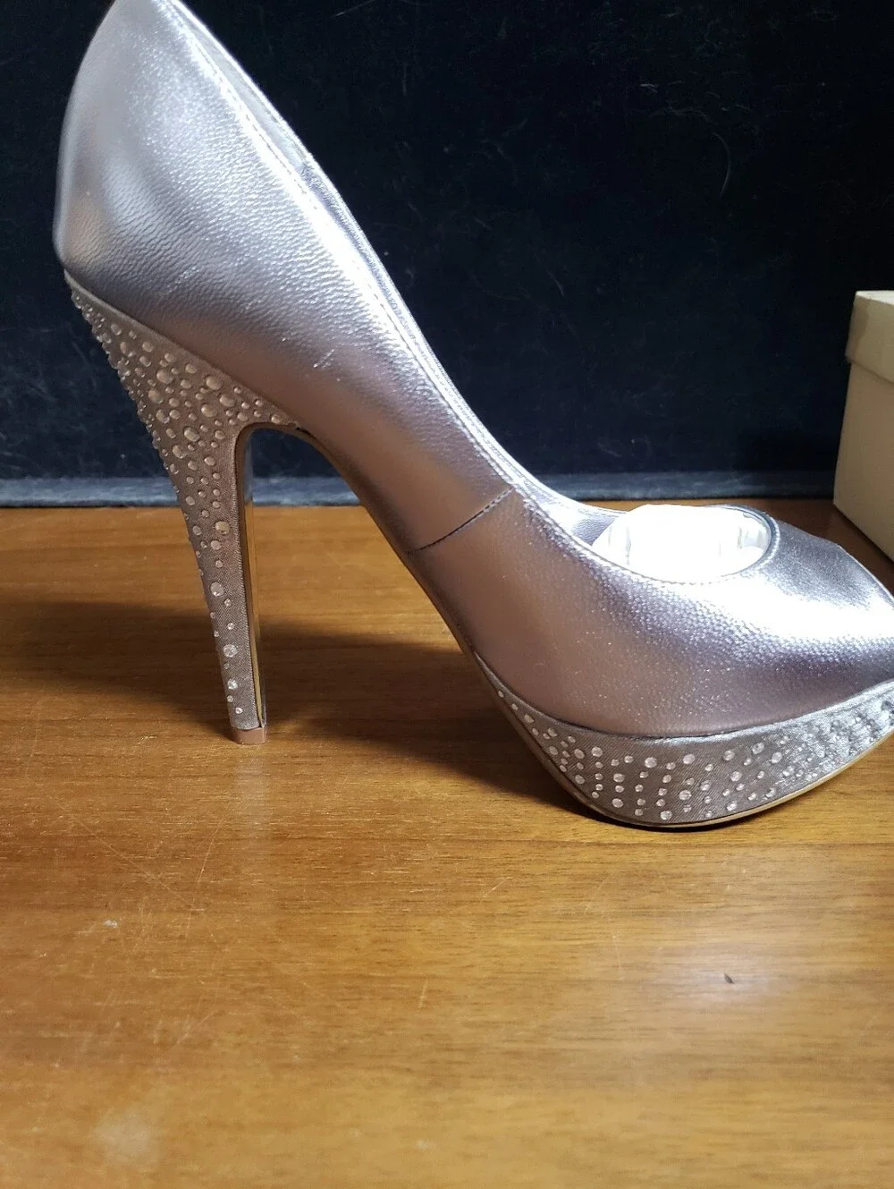 Silver Crystal Platform Stiletto Heel Pump